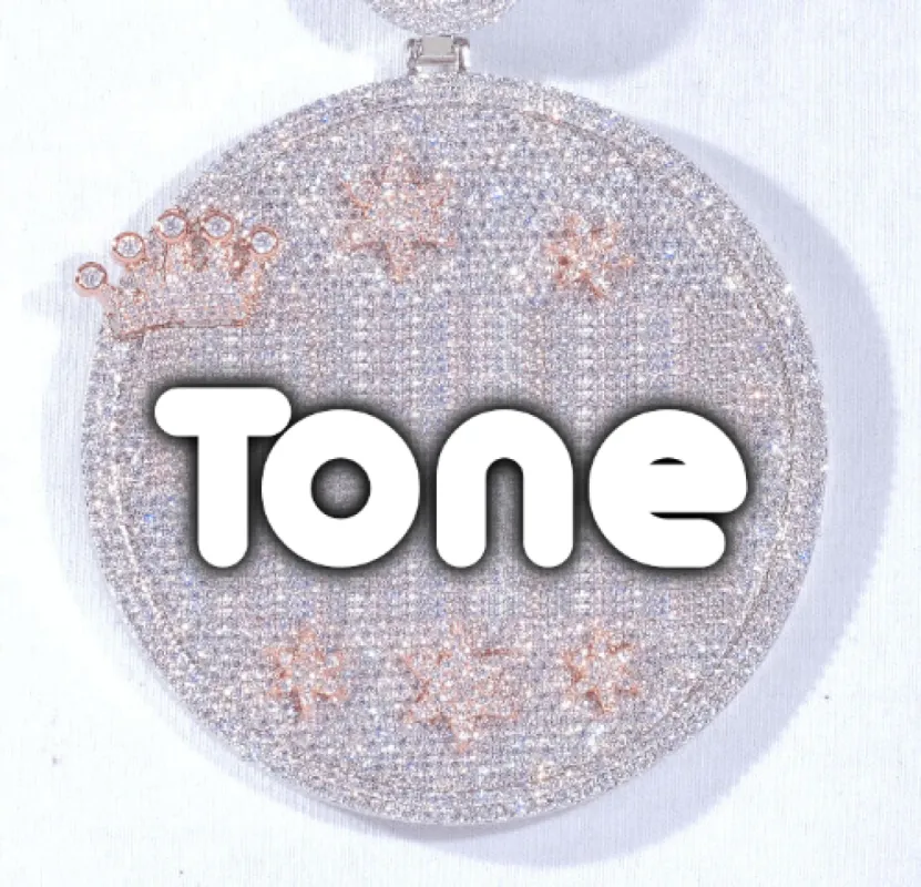 CUSTOM LETTER NECKLACE 3D BIG CROWN DISC sold by The GUU Shop