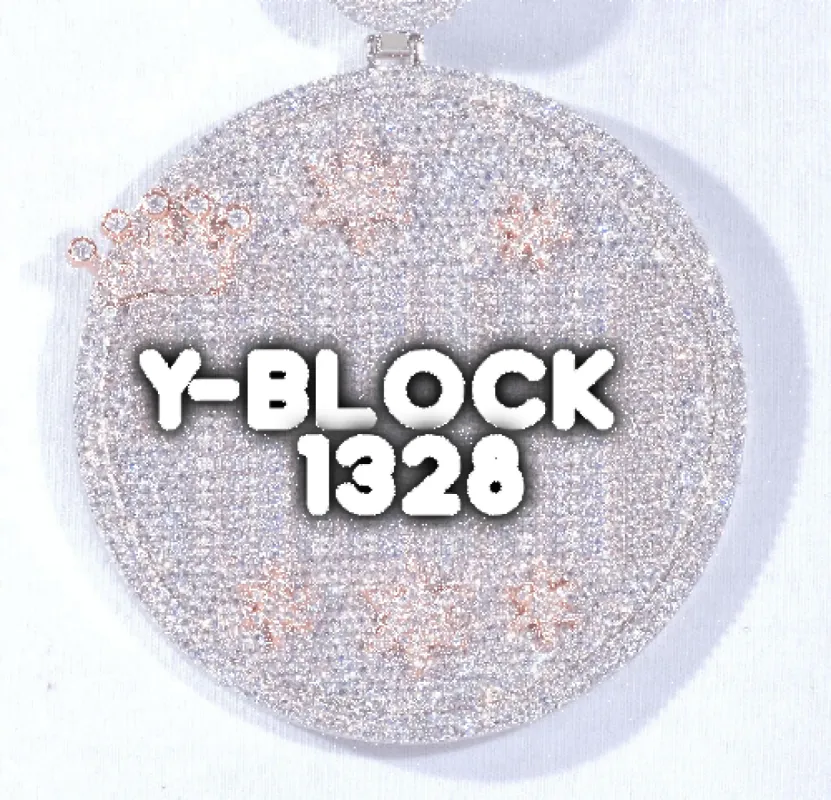 CUSTOM LETTER NECKLACE 3D BIG CROWN DISC sold by The GUU Shop