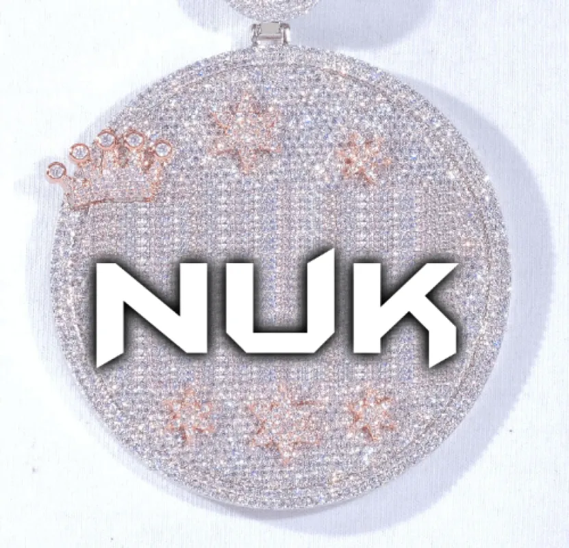 CUSTOM LETTER NECKLACE 3D BIG CROWN DISC sold by The GUU Shop