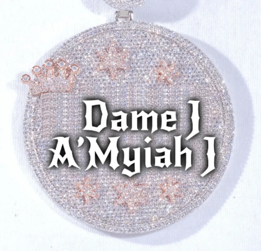 CUSTOM LETTER NECKLACE 3D BIG CROWN DISC sold by The GUU Shop