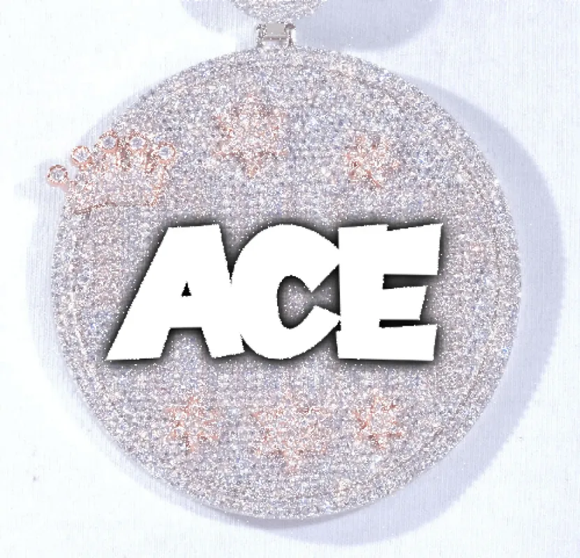 CUSTOM LETTER NECKLACE 3D BIG CROWN DISC sold by The GUU Shop