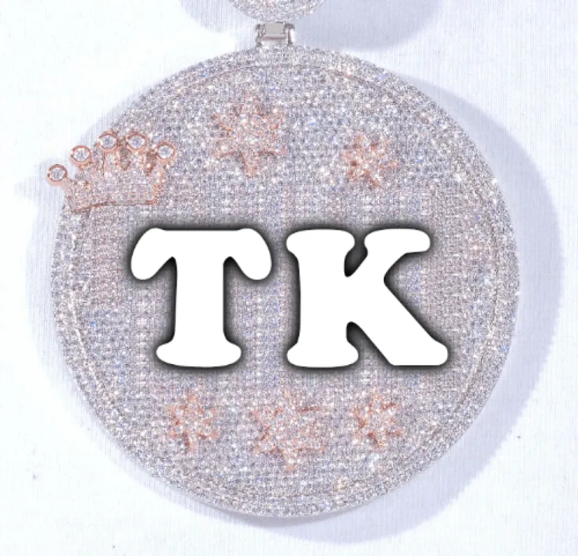 CUSTOM LETTER NECKLACE 3D BIG CROWN DISC sold by The GUU Shop