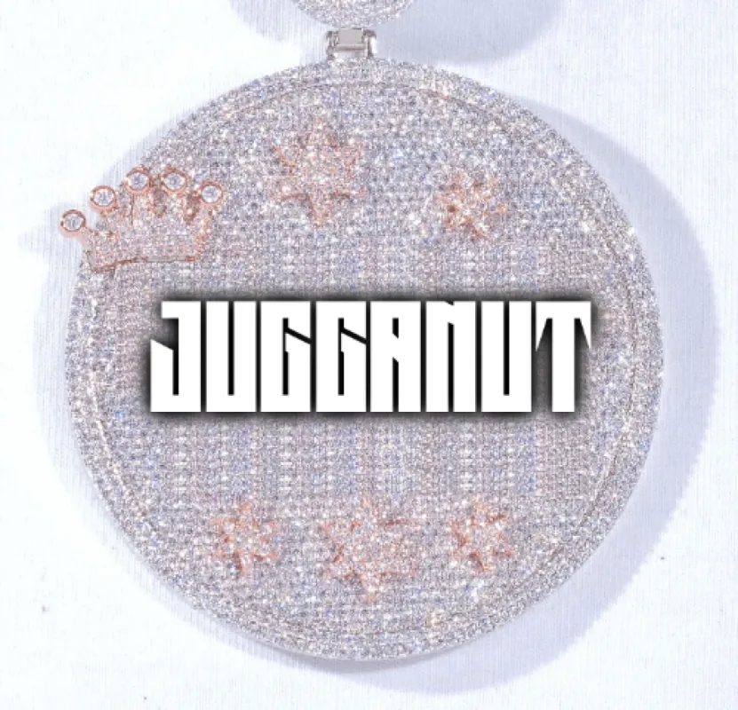 CUSTOM LETTER NECKLACE 3D BIG CROWN DISC sold by The GUU Shop