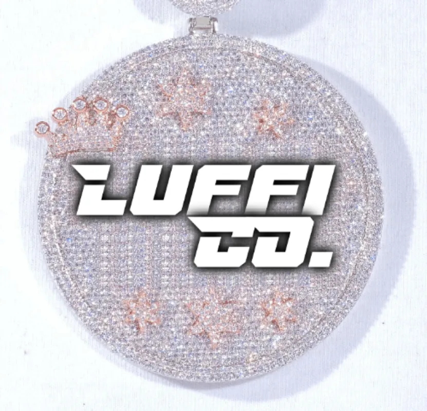 CUSTOM LETTER NECKLACE 3D BIG CROWN DISC sold by The GUU Shop