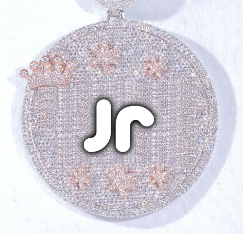 CUSTOM LETTER NECKLACE 3D BIG CROWN DISC sold by The GUU Shop