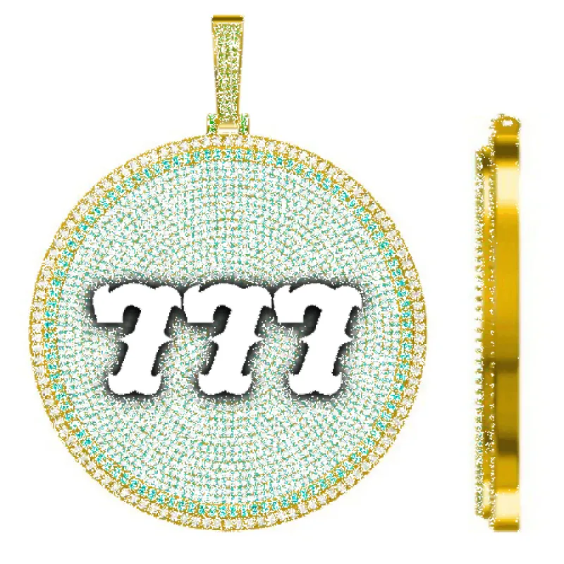 CUSTOM LETTER NECKLACE 3D BIG DISC sold by The GUU Shop