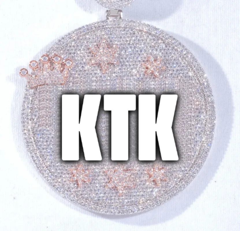 CUSTOM LETTER NECKLACE 3D BIG CROWN DISC sold by The GUU Shop