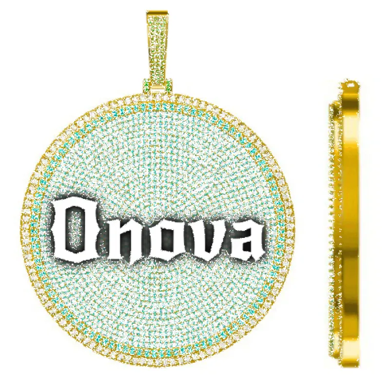 CUSTOM LETTER NECKLACE 3D BIG DISC sold by The GUU Shop