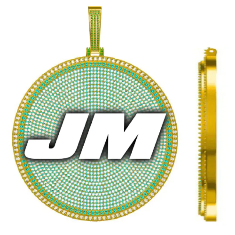 CUSTOM LETTER NECKLACE 3D BIG DISC sold by The GUU Shop