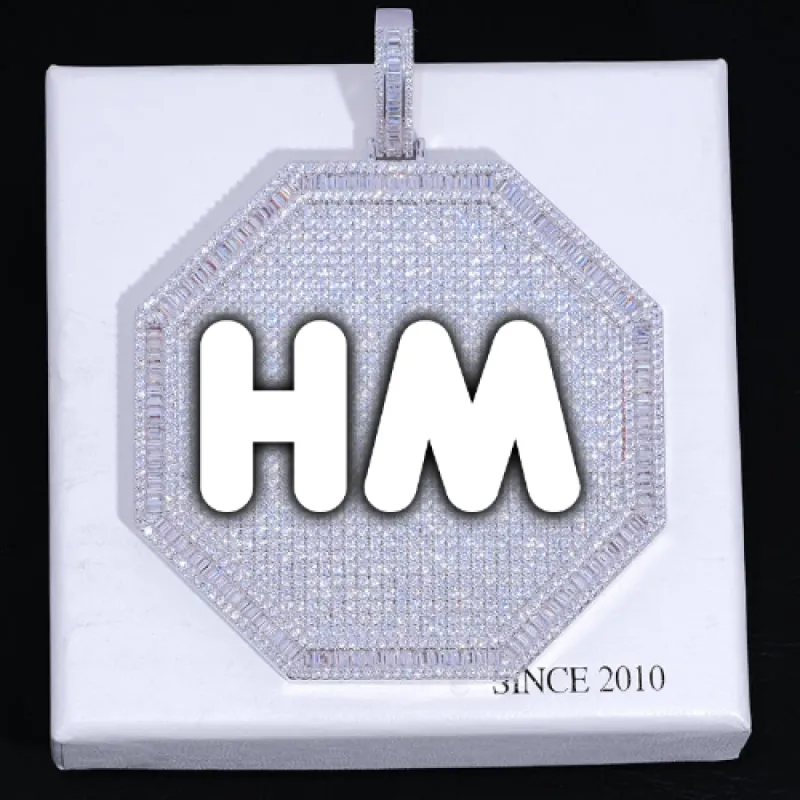 CUSTOM LETTER NECKLACE 3D BIG OCTAGON sold by The GUU Shop