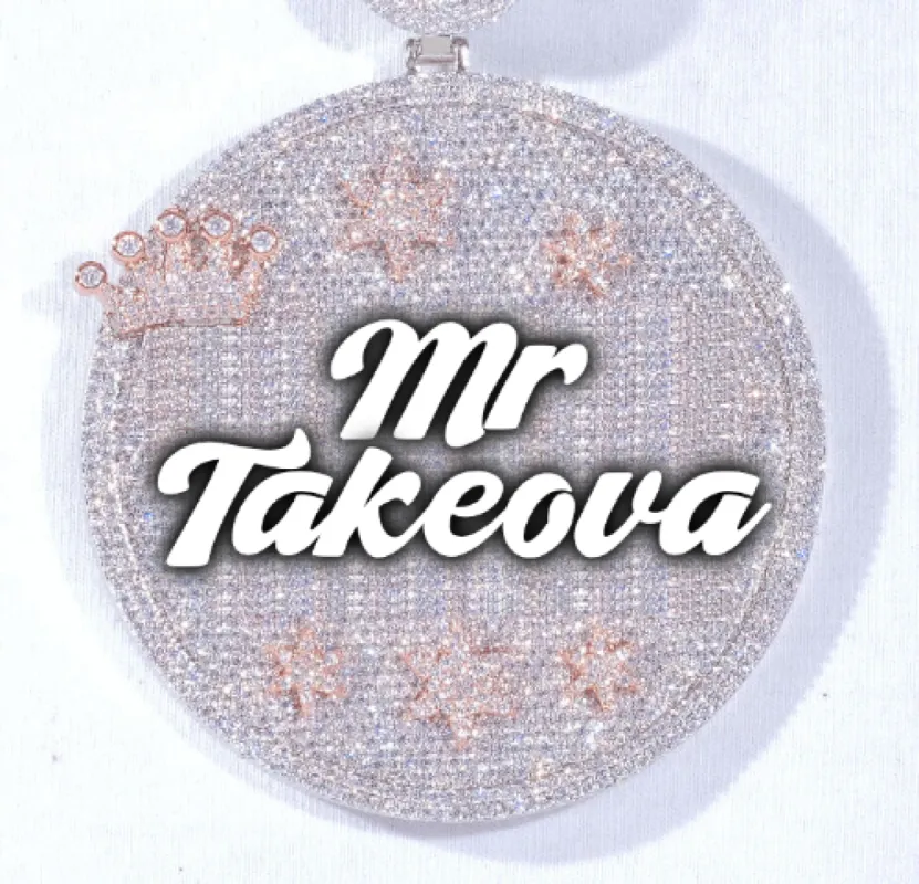 CUSTOM LETTER NECKLACE 3D BIG CROWN DISC sold by The GUU Shop