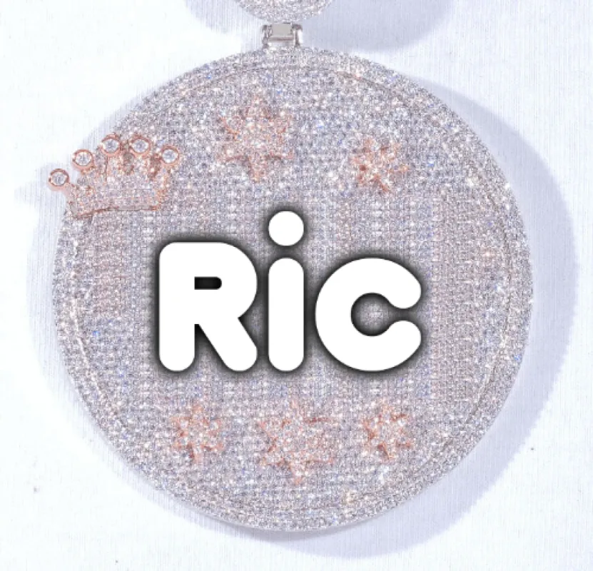 CUSTOM LETTER NECKLACE 3D BIG CROWN DISC sold by The GUU Shop