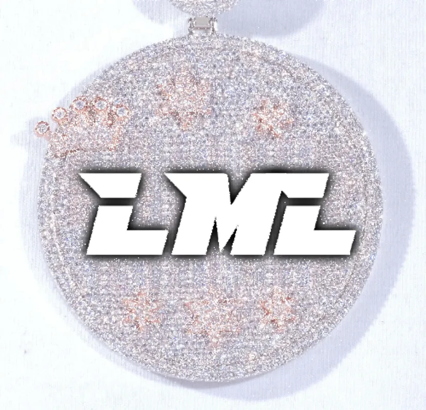 CUSTOM LETTER NECKLACE 3D BIG CROWN DISC sold by The GUU Shop