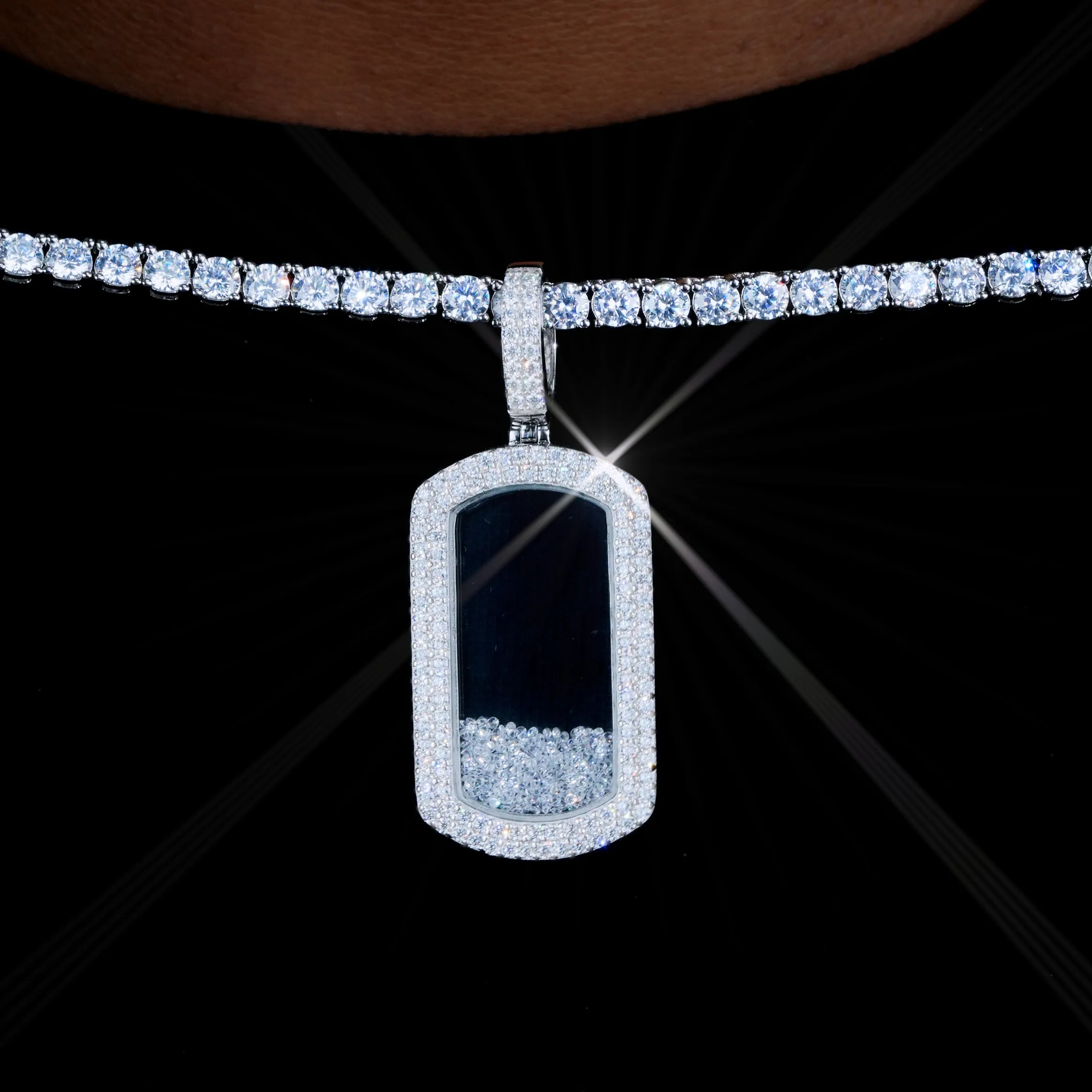 925S & VVS Moissanite Dog Tag Necklace sold by The GUU Shop product image thumbnail 2