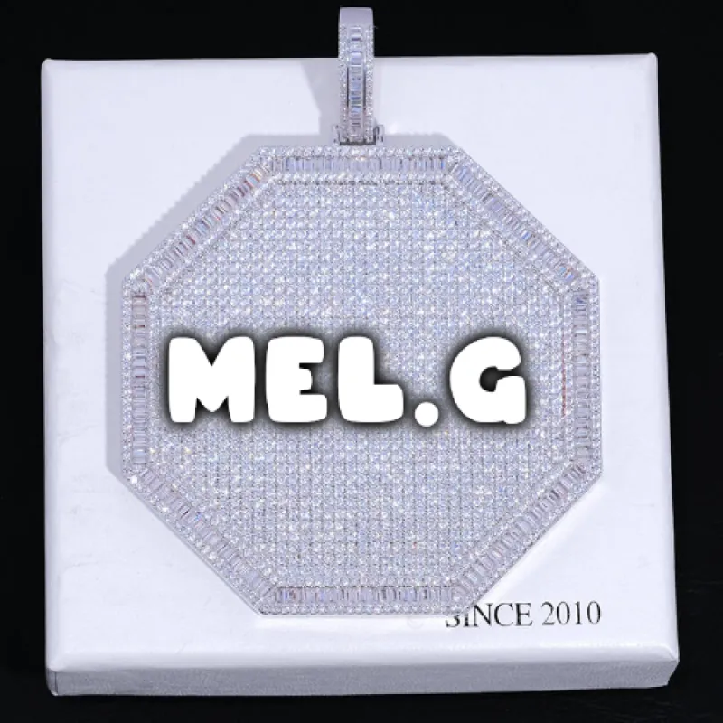 CUSTOM LETTER NECKLACE 3D BIG OCTAGON sold by The GUU Shop