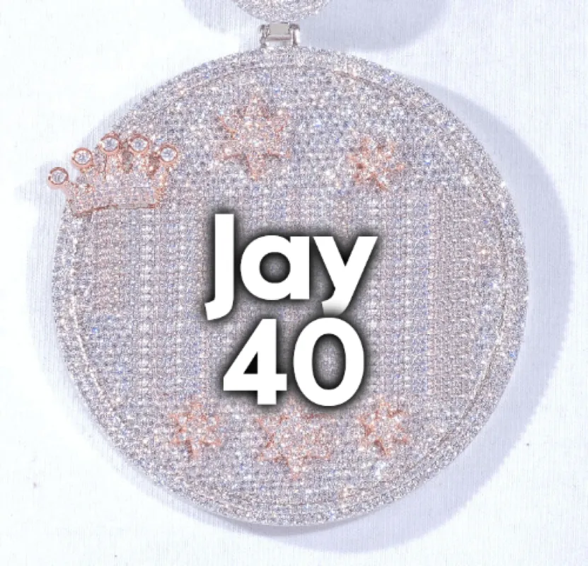 CUSTOM LETTER NECKLACE 3D BIG CROWN DISC sold by The GUU Shop