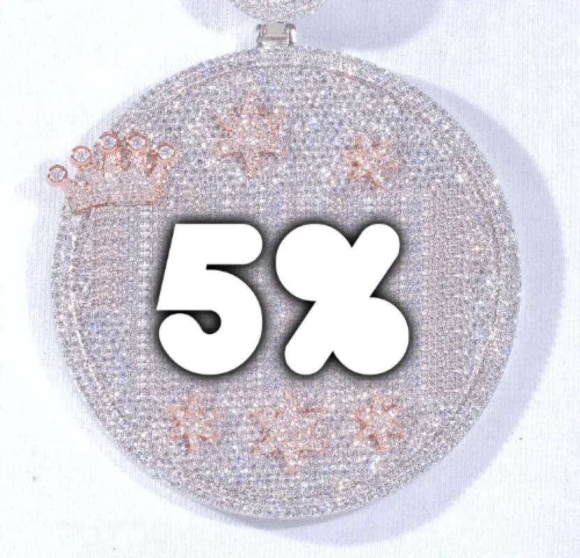 CUSTOM LETTER NECKLACE 3D BIG CROWN DISC sold by The GUU Shop