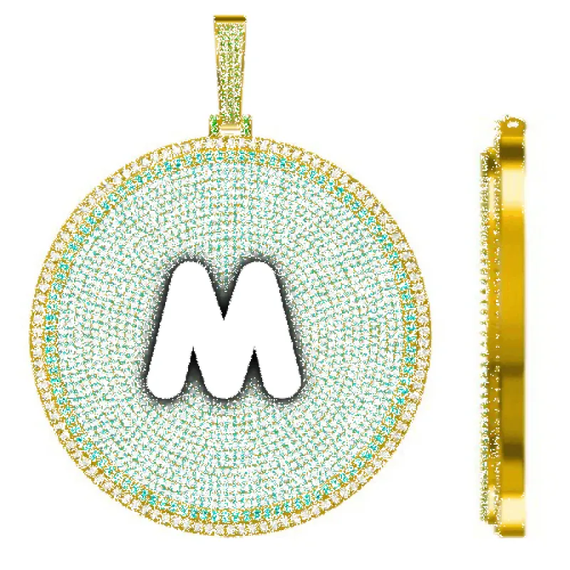 CUSTOM LETTER NECKLACE 3D BIG DISC sold by The GUU Shop