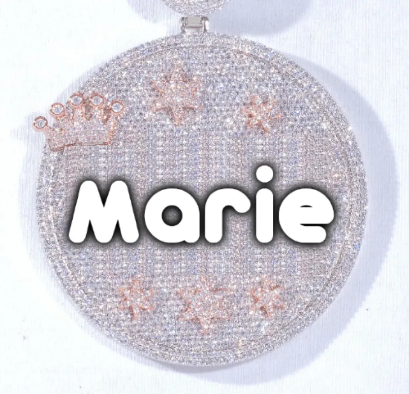 CUSTOM LETTER NECKLACE 3D BIG CROWN DISC sold by The GUU Shop