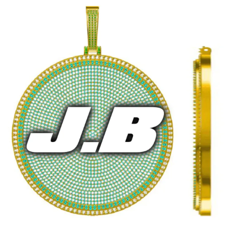 CUSTOM LETTER NECKLACE 3D BIG DISC sold by The GUU Shop