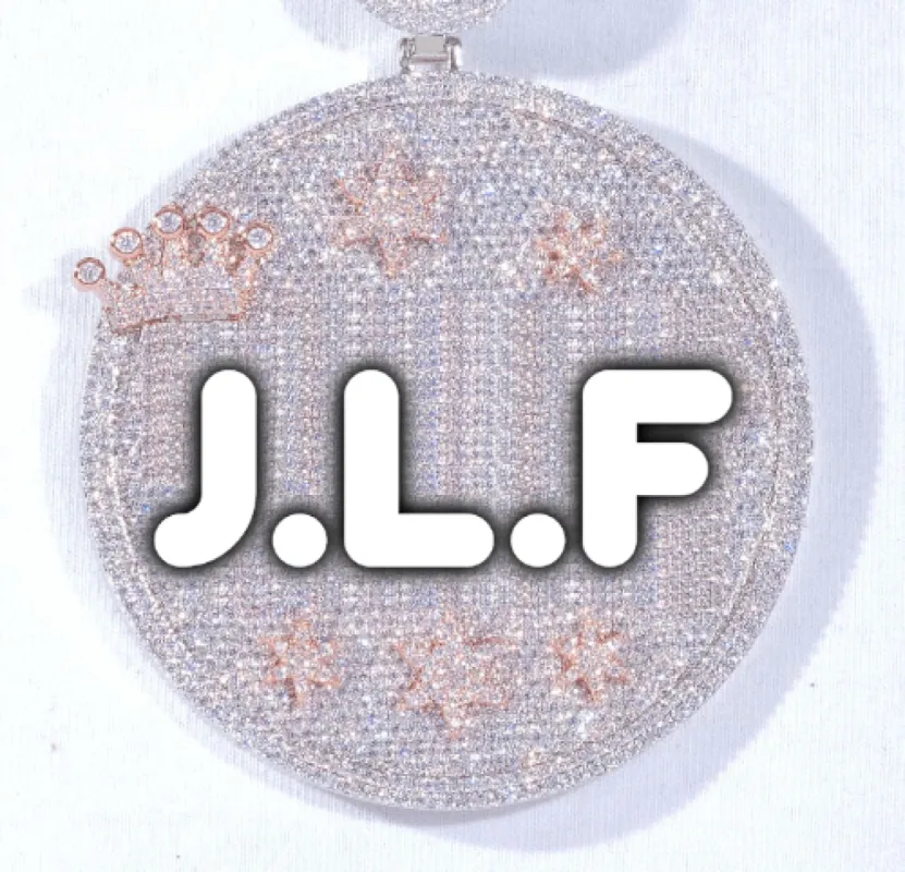 CUSTOM LETTER NECKLACE 3D BIG CROWN DISC sold by The GUU Shop