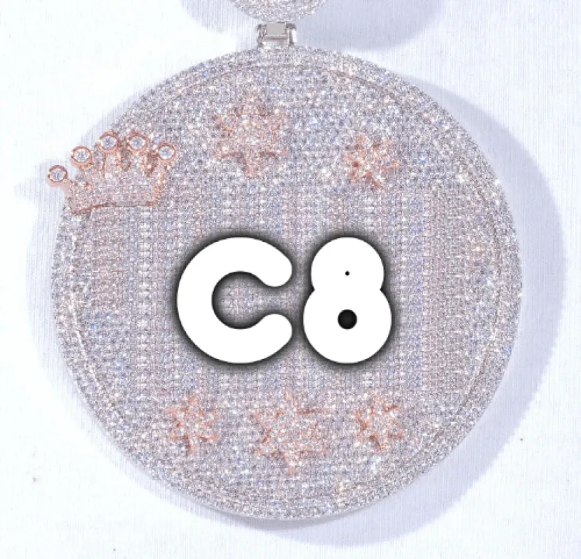 CUSTOM LETTER NECKLACE 3D BIG CROWN DISC sold by The GUU Shop