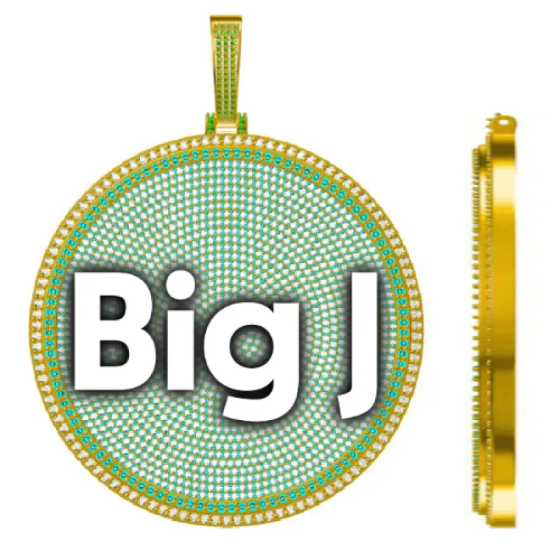 CUSTOM LETTER NECKLACE 3D BIG DISC sold by The GUU Shop