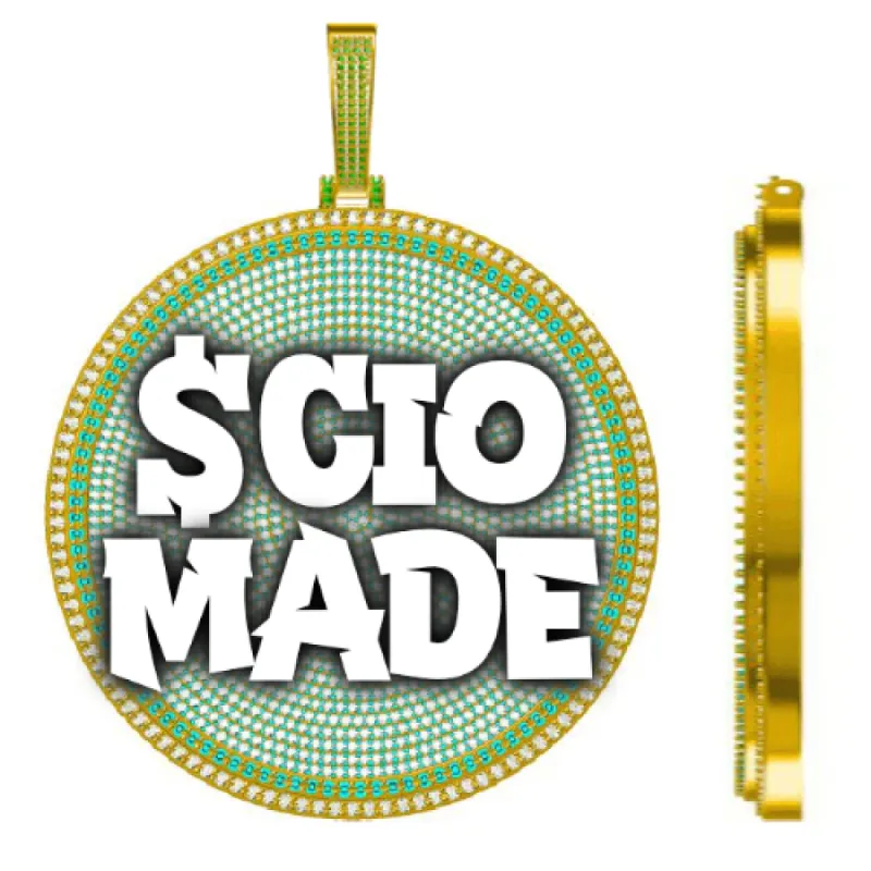 CUSTOM LETTER NECKLACE 3D BIG DISC sold by The GUU Shop