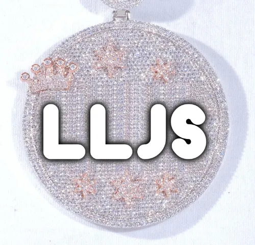 CUSTOM LETTER NECKLACE 3D BIG CROWN DISC sold by The GUU Shop