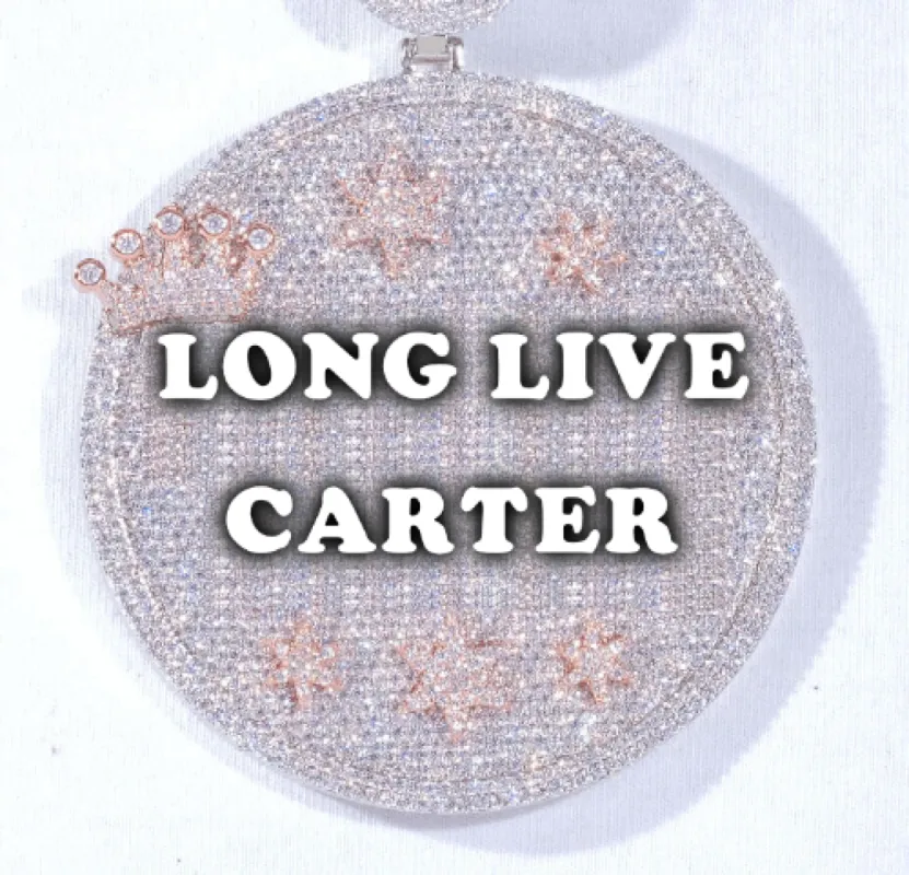 CUSTOM LETTER NECKLACE 3D BIG CROWN DISC sold by The GUU Shop