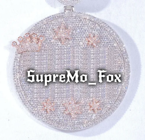 CUSTOM LETTER NECKLACE 3D BIG CROWN DISC sold by The GUU Shop