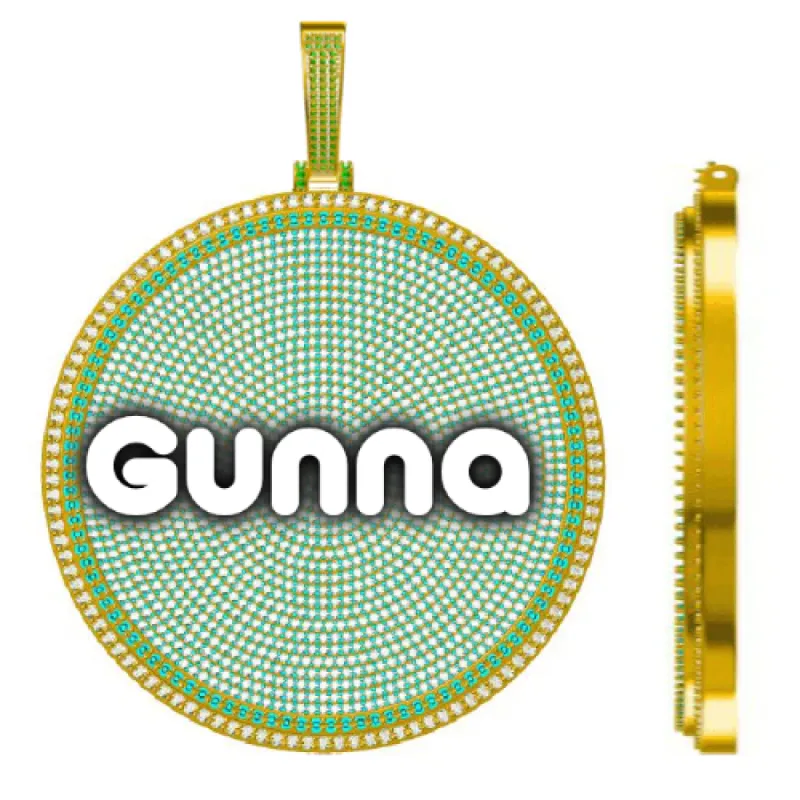 CUSTOM LETTER NECKLACE 3D BIG DISC sold by The GUU Shop