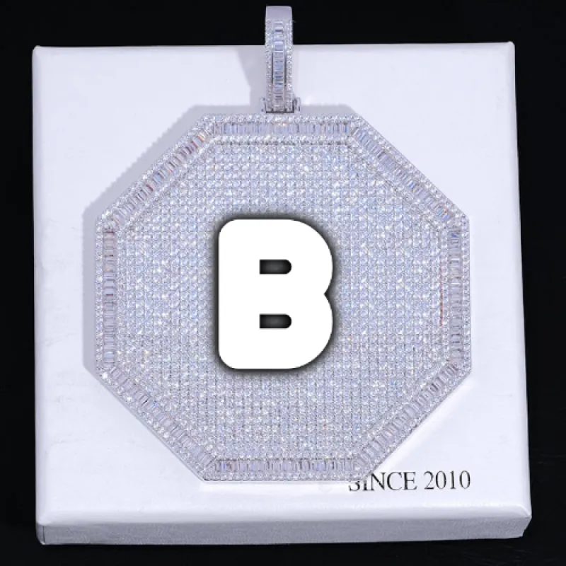 CUSTOM LETTER NECKLACE 3D BIG OCTAGON sold by The GUU Shop