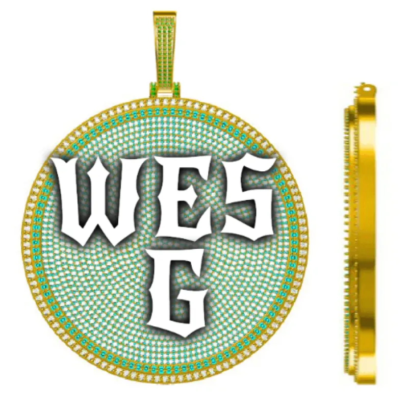 CUSTOM LETTER NECKLACE 3D BIG DISC sold by The GUU Shop