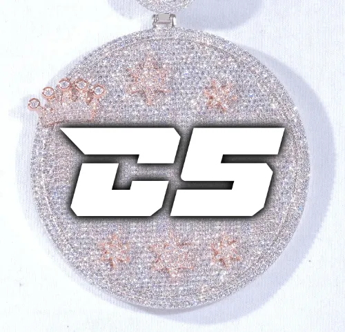 CUSTOM LETTER NECKLACE 3D BIG CROWN DISC sold by The GUU Shop