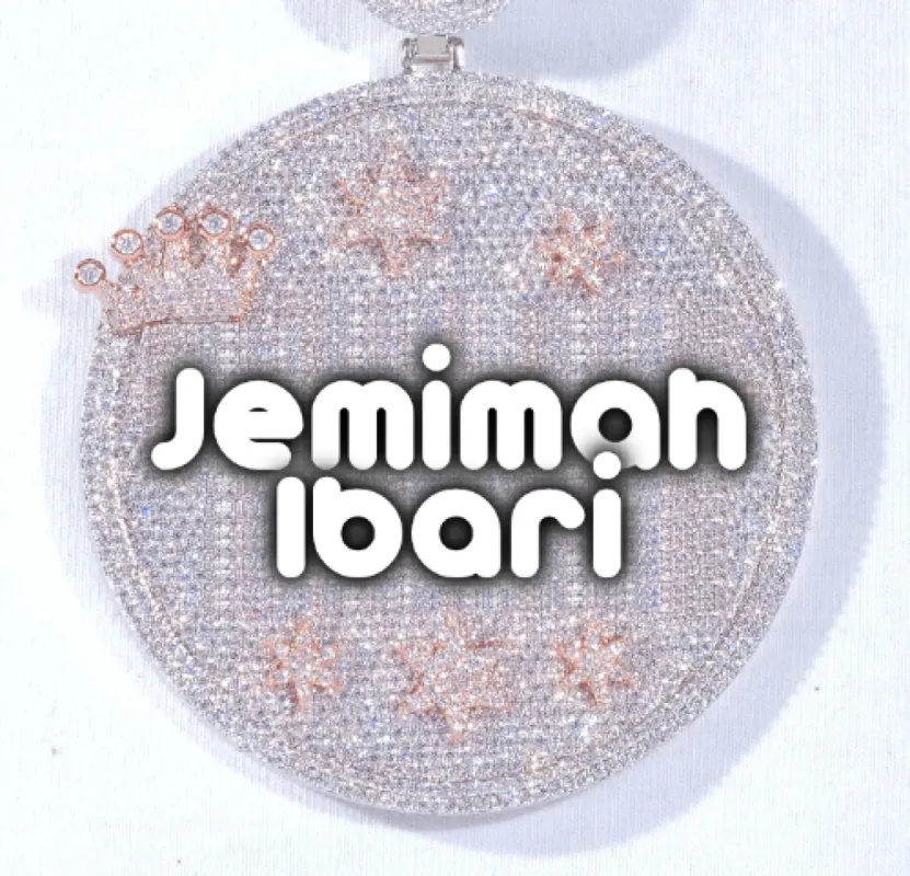 CUSTOM LETTER NECKLACE 3D BIG CROWN DISC sold by The GUU Shop