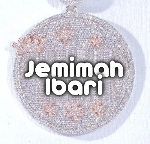 CUSTOM LETTER NECKLACE 3D BIG CROWN DISC sold by The GUU Shop