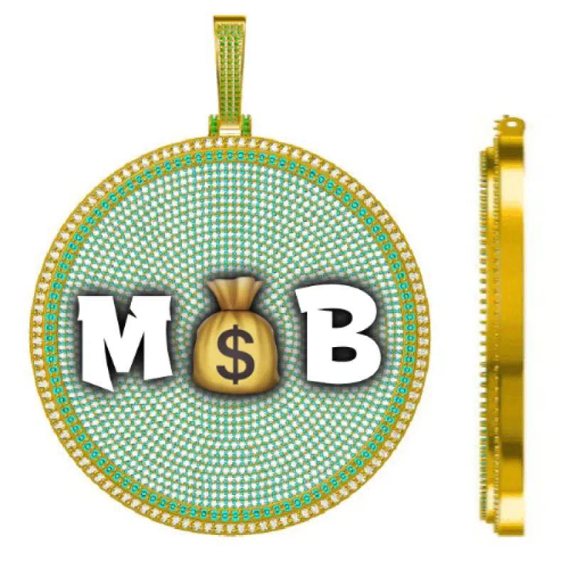 CUSTOM LETTER NECKLACE 3D BIG DISC sold by The GUU Shop