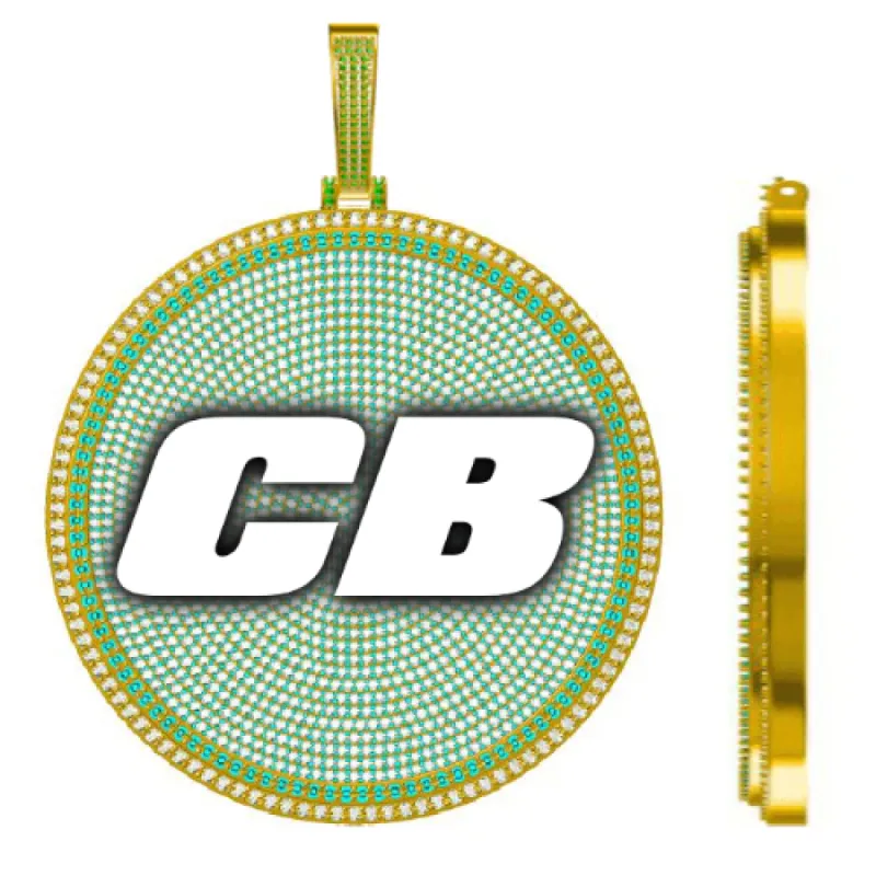 CUSTOM LETTER NECKLACE 3D BIG DISC sold by The GUU Shop