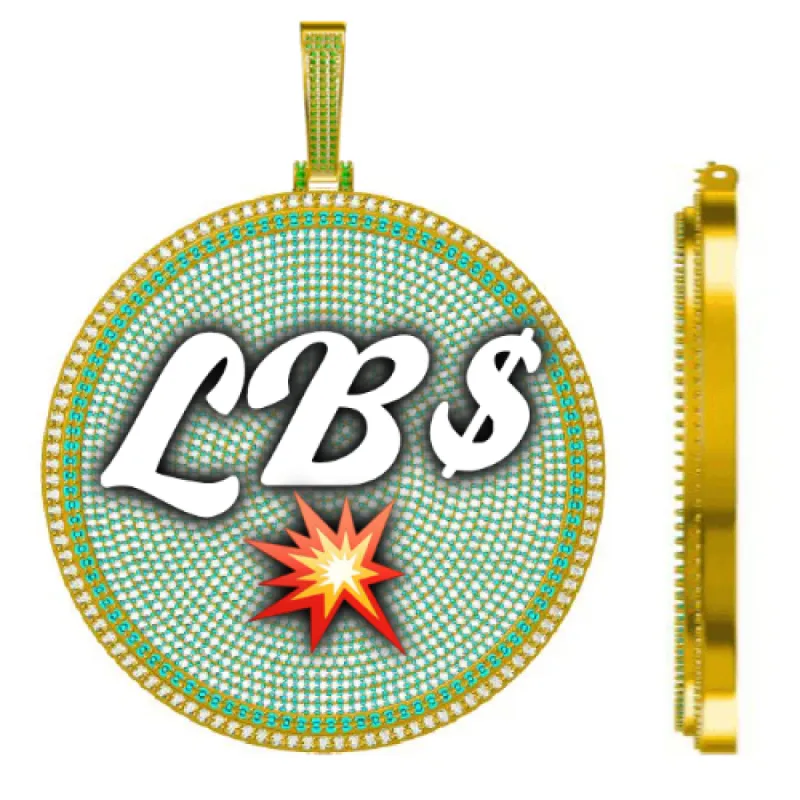 CUSTOM LETTER NECKLACE 3D BIG DISC sold by The GUU Shop