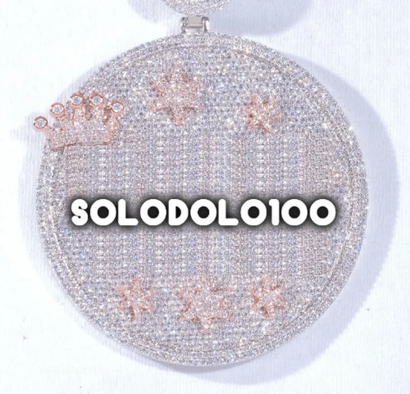 CUSTOM LETTER NECKLACE 3D BIG CROWN DISC sold by The GUU Shop