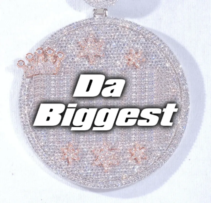 CUSTOM LETTER NECKLACE 3D BIG CROWN DISC sold by The GUU Shop