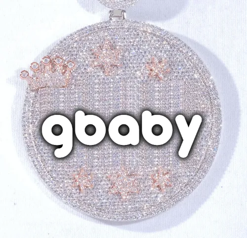 CUSTOM LETTER NECKLACE 3D BIG CROWN DISC sold by The GUU Shop