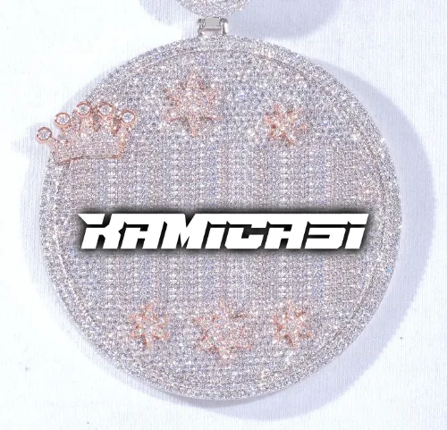 CUSTOM LETTER NECKLACE 3D BIG CROWN DISC sold by The GUU Shop