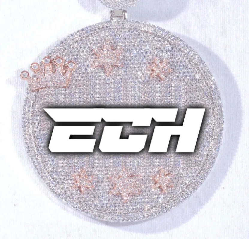 CUSTOM LETTER NECKLACE 3D BIG CROWN DISC sold by The GUU Shop