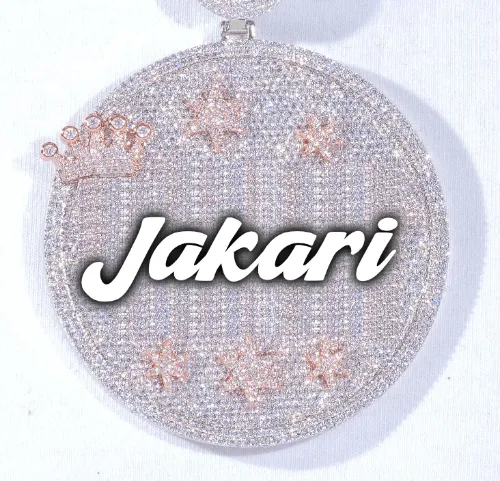 CUSTOM LETTER NECKLACE 3D BIG CROWN DISC sold by The GUU Shop