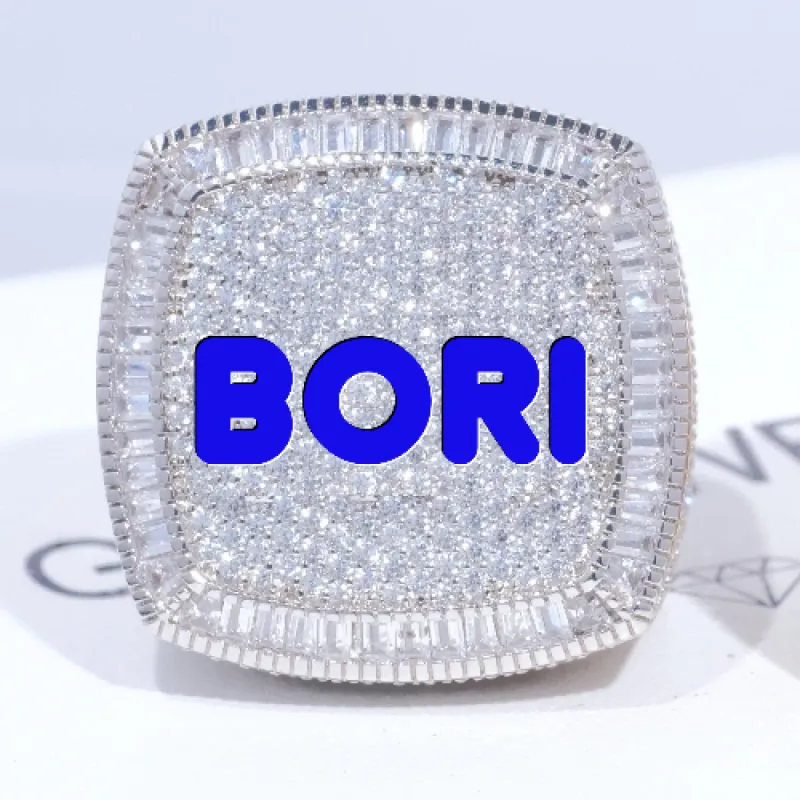 CUSTOM LETTER 3D ICED RING sold by The GUU Shop