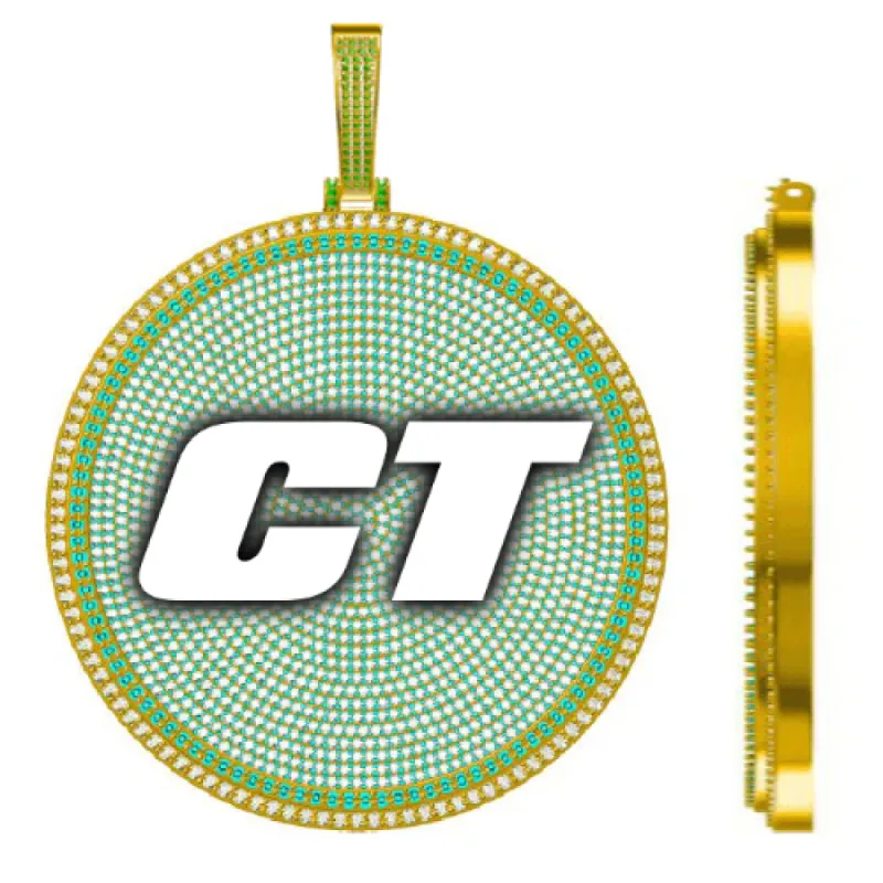 CUSTOM LETTER NECKLACE 3D BIG DISC sold by The GUU Shop