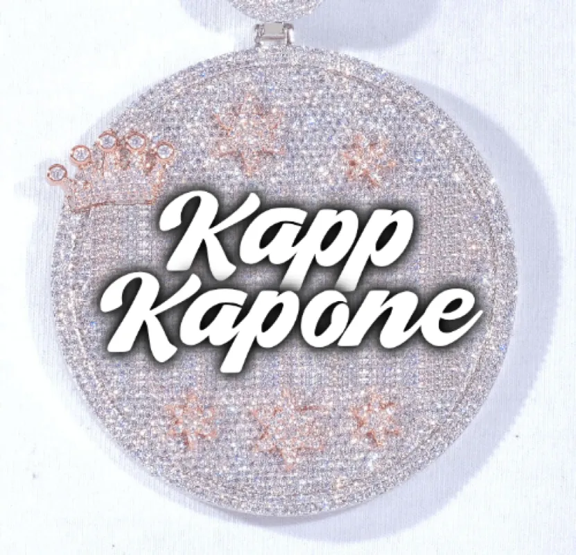 CUSTOM LETTER NECKLACE 3D BIG CROWN DISC sold by The GUU Shop