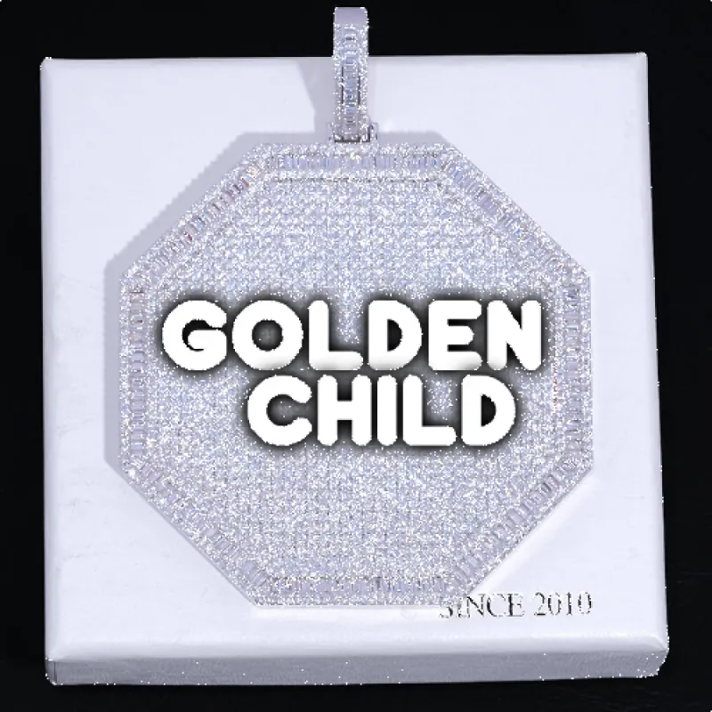 CUSTOM LETTER NECKLACE 3D BIG OCTAGON sold by The GUU Shop